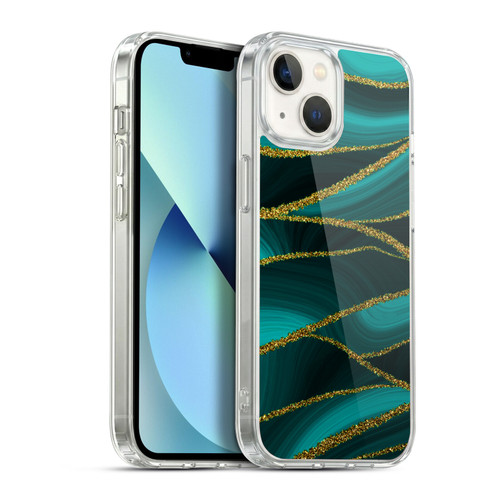 UtArt Malachite Emerald Turquoise Shimmers Soft Gel Case for Apple iPhone 13