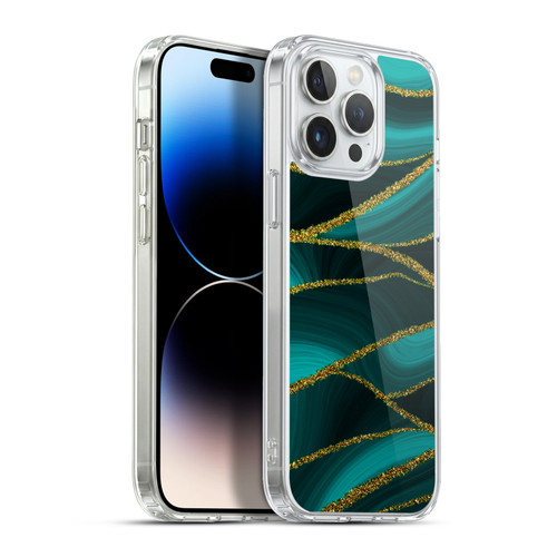 UtArt Malachite Emerald Turquoise Shimmers Soft Gel Case for Apple iPhone 13 Pro Max & MagSafe