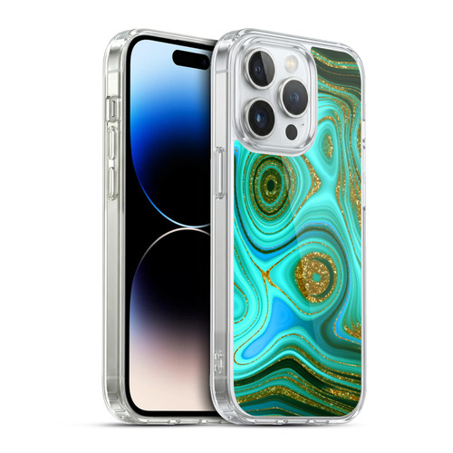 UtArt Malachite Emerald Liquid Gem Soft Gel Case for Apple iPhone 13 Pro & MagSafe