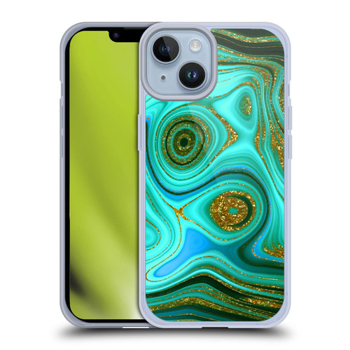 UtArt Malachite Emerald Liquid Gem Soft Gel Case for Apple iPhone 14