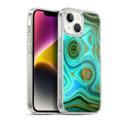 UtArt Malachite Emerald Liquid Gem Soft Gel Case for Apple iPhone 14