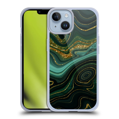 UtArt Malachite Emerald Gilded Teal Soft Gel Case for Apple iPhone 14