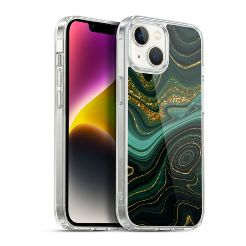 UtArt Malachite Emerald Gilded Teal Soft Gel Case for Apple iPhone 14