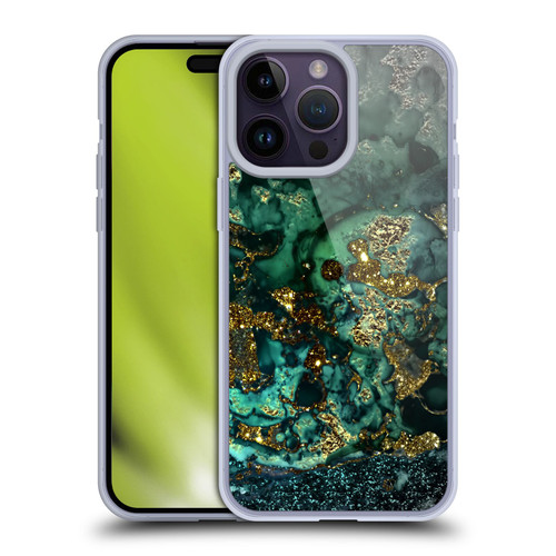 UtArt Malachite Emerald Gold And Seafoam Green Soft Gel Case for Apple iPhone 14 Pro Max