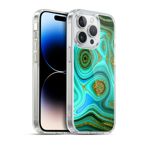UtArt Malachite Emerald Liquid Gem Soft Gel Case for Apple iPhone 14 Pro & MagSafe