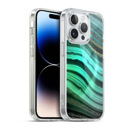 UtArt Malachite Emerald Glitter Gradient Soft Gel Case for Apple iPhone 14 Pro & MagSafe