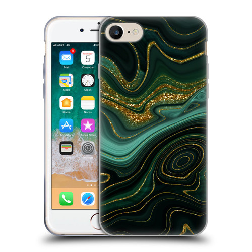 UtArt Malachite Emerald Gilded Teal Soft Gel Case for Apple iPhone 7 / 8 / SE 2020 & 2022