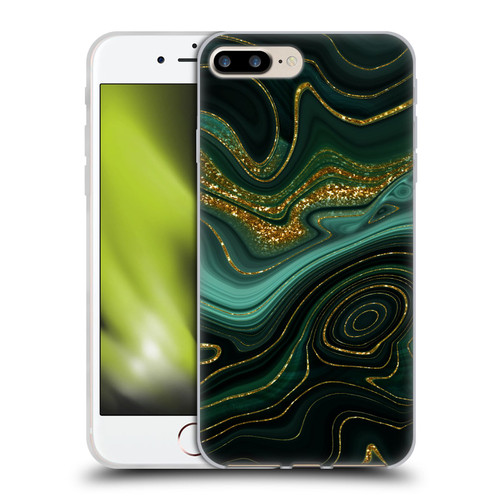 UtArt Malachite Emerald Gilded Teal Soft Gel Case for Apple iPhone 7 Plus / iPhone 8 Plus