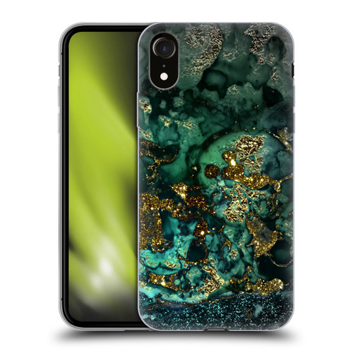 UtArt Malachite Emerald Gold And Seafoam Green Soft Gel Case for Apple iPhone XR