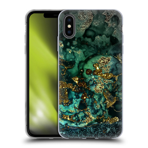 UtArt Malachite Emerald Gold And Seafoam Green Soft Gel Case for Apple iPhone XS Max