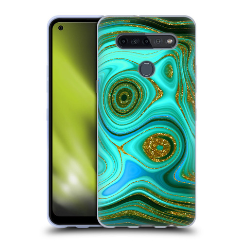 UtArt Malachite Emerald Liquid Gem Soft Gel Case for LG K51S