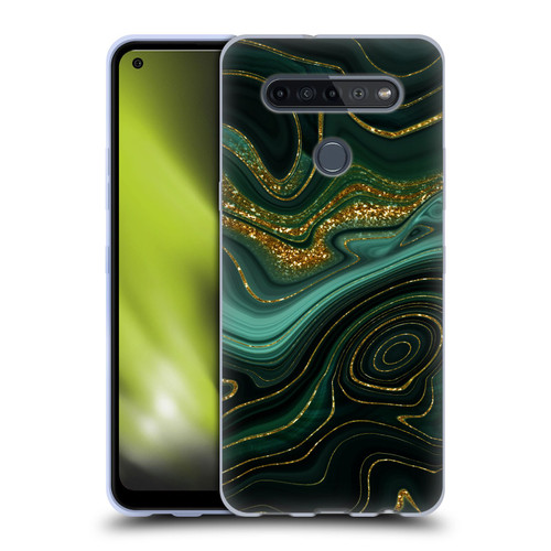 UtArt Malachite Emerald Gilded Teal Soft Gel Case for LG K51S
