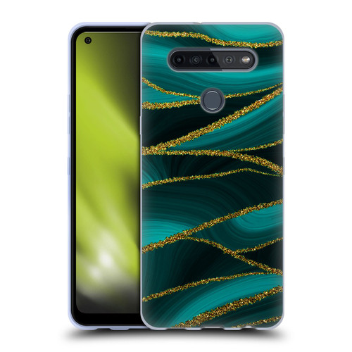 UtArt Malachite Emerald Turquoise Shimmers Soft Gel Case for LG K51S