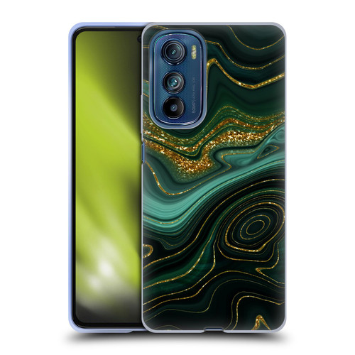 UtArt Malachite Emerald Gilded Teal Soft Gel Case for Motorola Edge 30