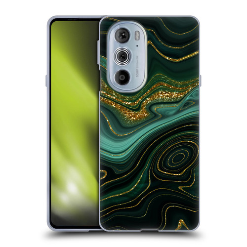 UtArt Malachite Emerald Gilded Teal Soft Gel Case for Motorola Edge X30