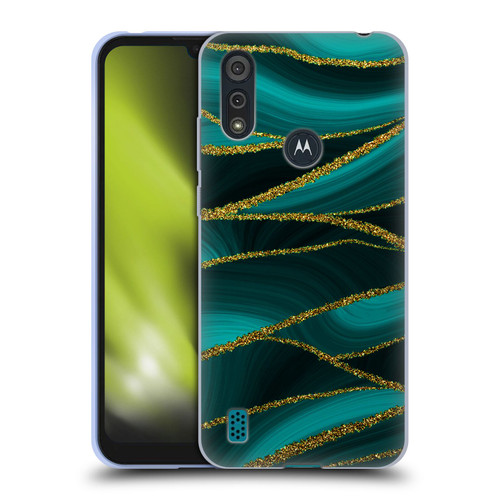 UtArt Malachite Emerald Turquoise Shimmers Soft Gel Case for Motorola Moto E6s (2020)