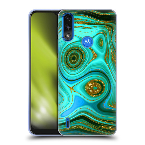 UtArt Malachite Emerald Liquid Gem Soft Gel Case for Motorola Moto E7 Power / Moto E7i Power