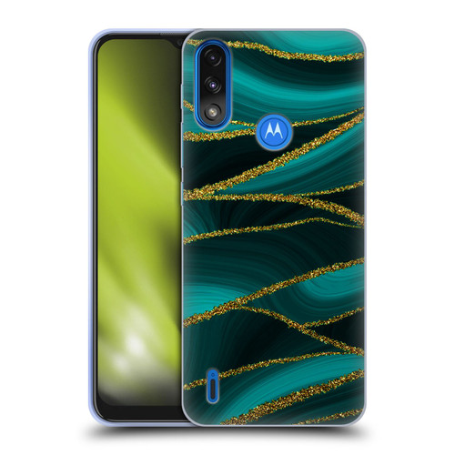 UtArt Malachite Emerald Turquoise Shimmers Soft Gel Case for Motorola Moto E7 Power / Moto E7i Power