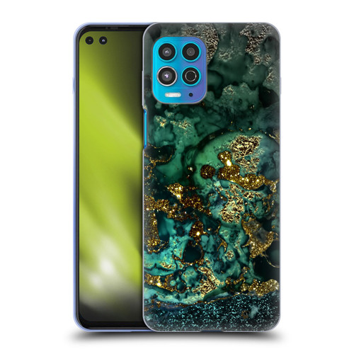UtArt Malachite Emerald Gold And Seafoam Green Soft Gel Case for Motorola Moto G100