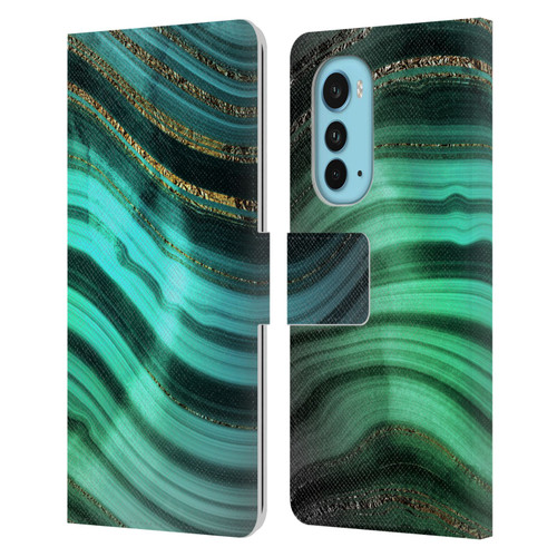 UtArt Malachite Emerald Glitter Gradient Leather Book Wallet Case Cover For Motorola Edge (2022)