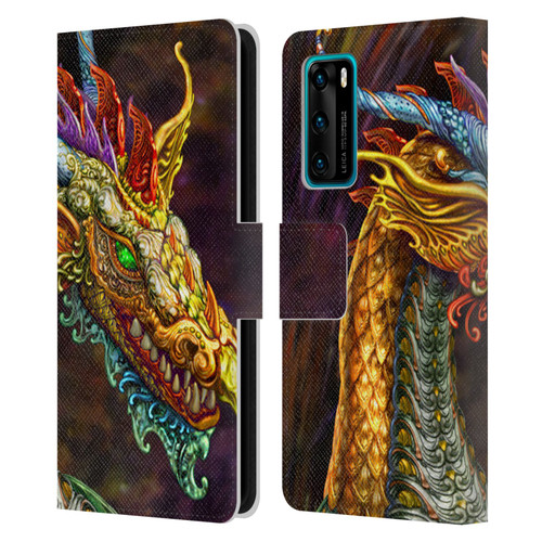 Myles Pinkney Mythical Silver Dragon Leather Book Wallet Case Cover For Huawei P40 5G