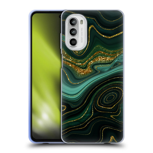 UtArt Malachite Emerald Gilded Teal Soft Gel Case for Motorola Moto G52