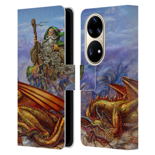 Myles Pinkney Mythical Dragonlands Leather Book Wallet Case Cover For Huawei P50 Pro