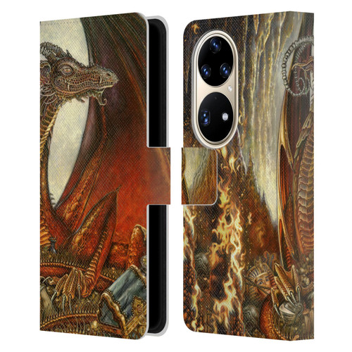 Myles Pinkney Mythical Treasure Dragon Leather Book Wallet Case Cover For Huawei P50 Pro