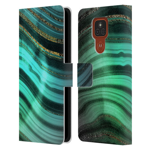 UtArt Malachite Emerald Glitter Gradient Leather Book Wallet Case Cover For Motorola Moto E7 Plus