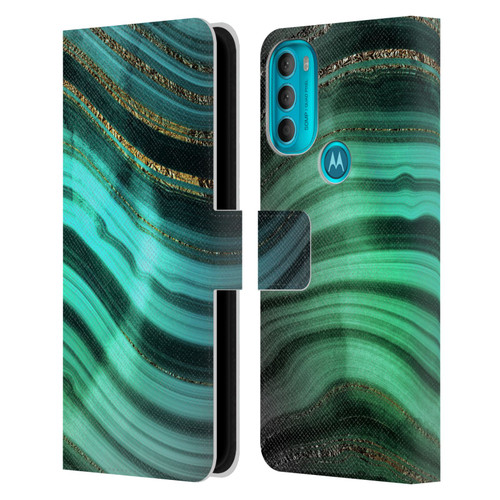 UtArt Malachite Emerald Glitter Gradient Leather Book Wallet Case Cover For Motorola Moto G71 5G