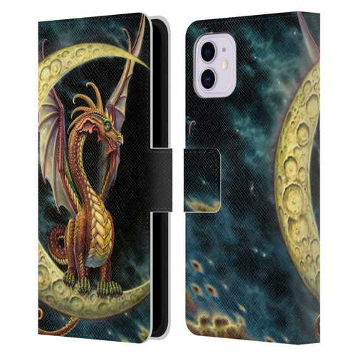 Myles Pinkney Mythical Moon Dragon Leather Book Wallet Case Cover For Apple iPhone 11