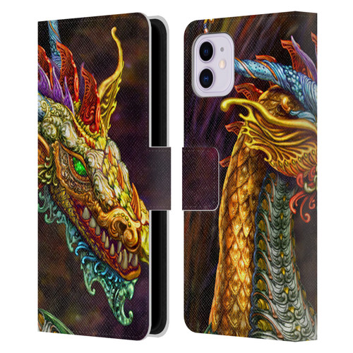 Myles Pinkney Mythical Silver Dragon Leather Book Wallet Case Cover For Apple iPhone 11