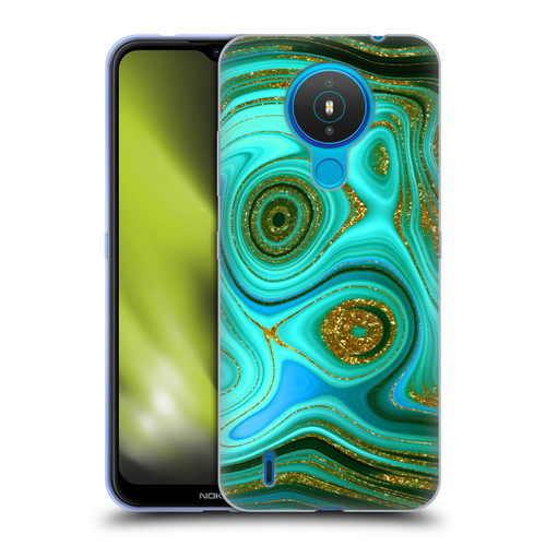 UtArt Malachite Emerald Liquid Gem Soft Gel Case for Nokia 1.4