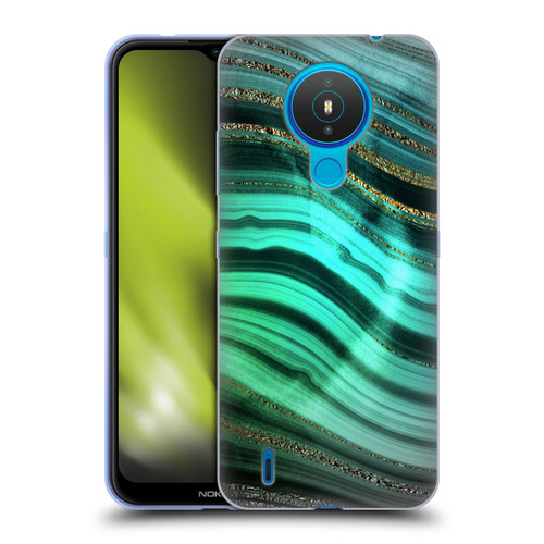 UtArt Malachite Emerald Glitter Gradient Soft Gel Case for Nokia 1.4
