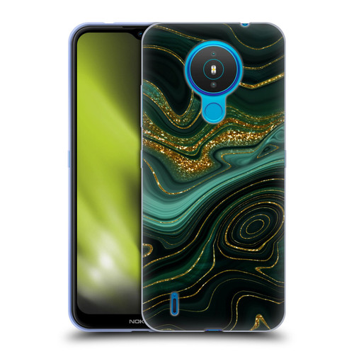 UtArt Malachite Emerald Gilded Teal Soft Gel Case for Nokia 1.4