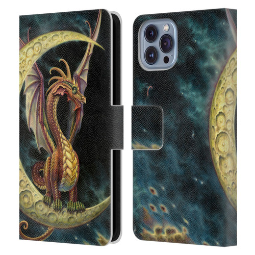 Myles Pinkney Mythical Moon Dragon Leather Book Wallet Case Cover For Apple iPhone 14