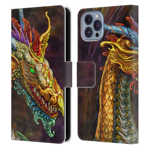 Myles Pinkney Mythical Silver Dragon Leather Book Wallet Case Cover For Apple iPhone 14