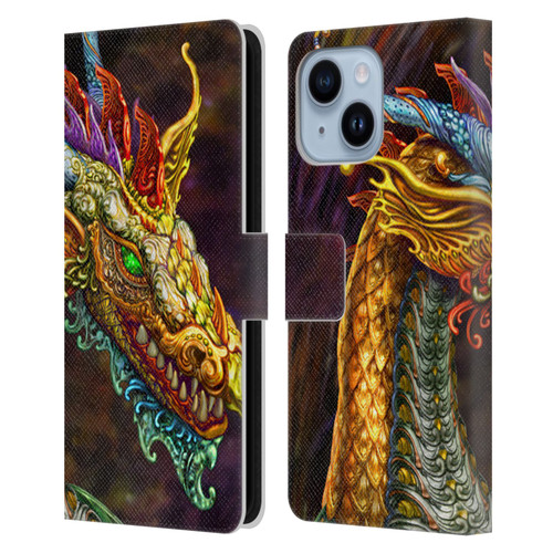 Myles Pinkney Mythical Silver Dragon Leather Book Wallet Case Cover For Apple iPhone 14 Plus