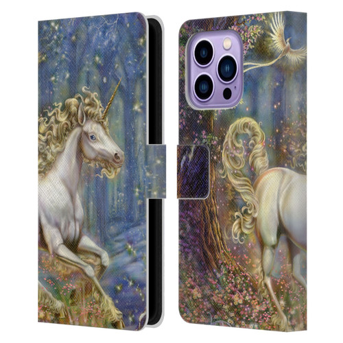 Myles Pinkney Mythical Unicorn Leather Book Wallet Case Cover For Apple iPhone 14 Pro Max