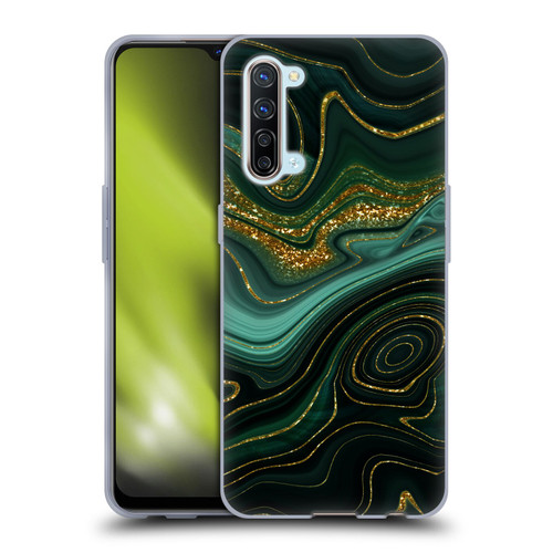 UtArt Malachite Emerald Gilded Teal Soft Gel Case for OPPO Find X2 Lite 5G