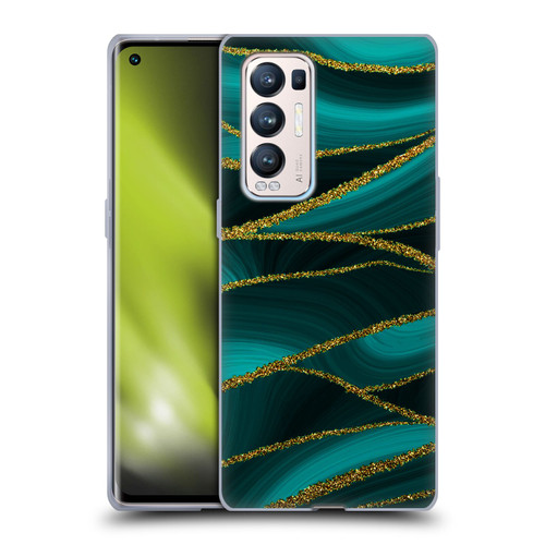 UtArt Malachite Emerald Turquoise Shimmers Soft Gel Case for OPPO Find X3 Neo / Reno5 Pro+ 5G
