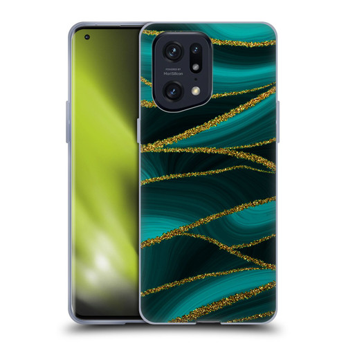 UtArt Malachite Emerald Turquoise Shimmers Soft Gel Case for OPPO Find X5 Pro