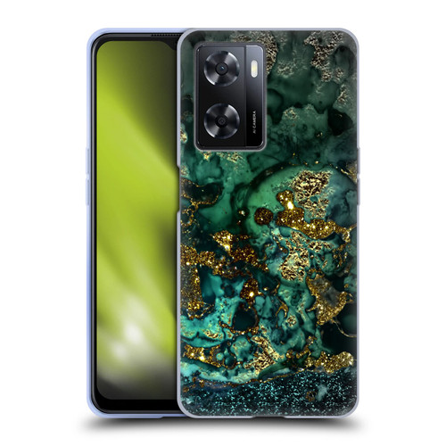 UtArt Malachite Emerald Gold And Seafoam Green Soft Gel Case for OPPO A57s