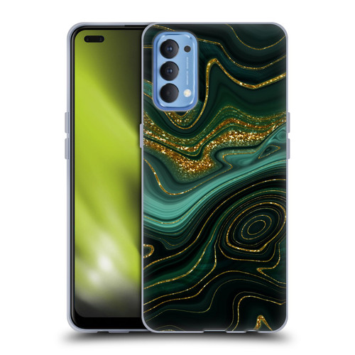UtArt Malachite Emerald Gilded Teal Soft Gel Case for OPPO Reno 4 5G
