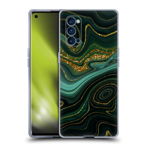 UtArt Malachite Emerald Gilded Teal Soft Gel Case for OPPO Reno 4 Pro 5G