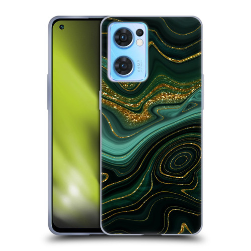 UtArt Malachite Emerald Gilded Teal Soft Gel Case for OPPO Reno7 5G / Find X5 Lite