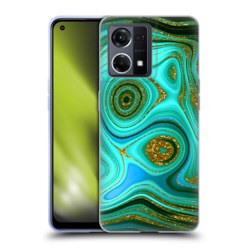 UtArt Malachite Emerald Liquid Gem Soft Gel Case for OPPO Reno8 4G