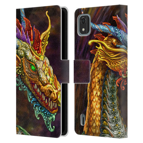 Myles Pinkney Mythical Silver Dragon Leather Book Wallet Case Cover For Nokia C2 2nd Edition