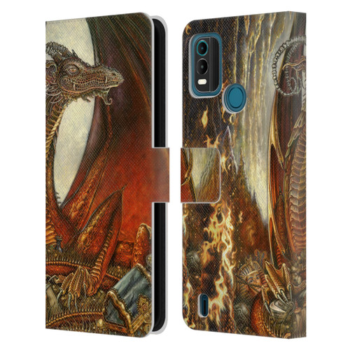 Myles Pinkney Mythical Treasure Dragon Leather Book Wallet Case Cover For Nokia G11 Plus