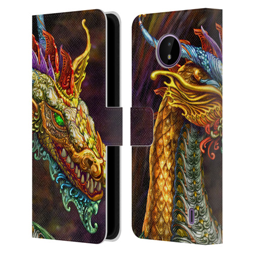 Myles Pinkney Mythical Silver Dragon Leather Book Wallet Case Cover For Nokia C10 / C20